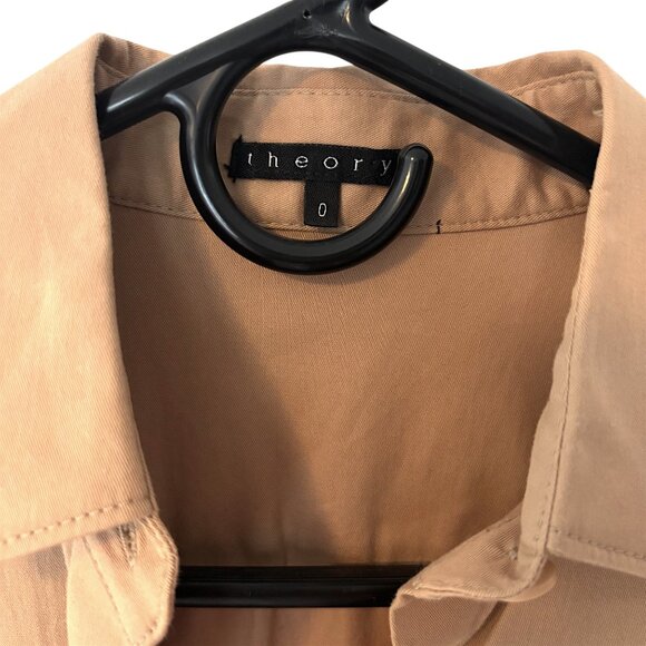 Theory 0 Khaki Military Style Short Sleeve Belted Midi Shirt Dress - Picture 5 of 5